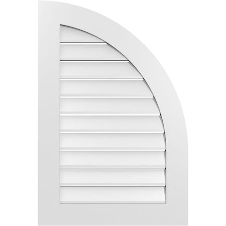 Ekena Millwork Quarter Round Top Right Surface Mount PVC Gable Vent w/ 3-1/2"W x 1"P Standard Frame, 24"W x 36"H GVPQR24X3601SF
